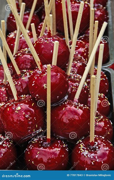 Candy Red Apples Stock Image Image Of Sugar Selling 77817843