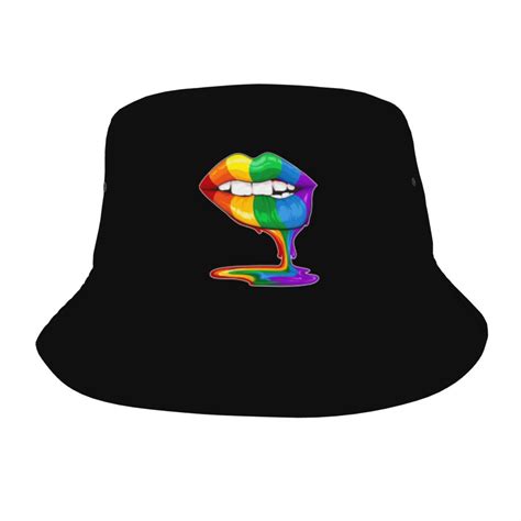 Fashion Bucket Hat LGBT Gay Pride Month Rainbow Flag Lips Bob Hat