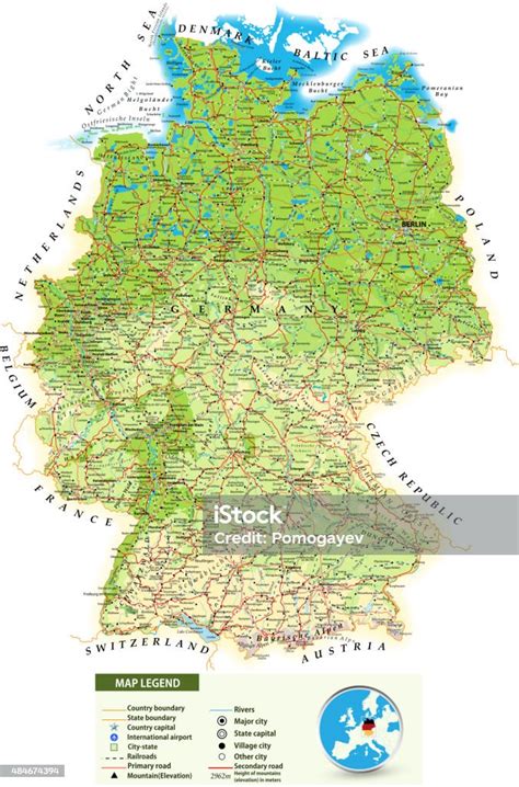 Large Detailed Road Map Of Germany Stock Illustration Download Image