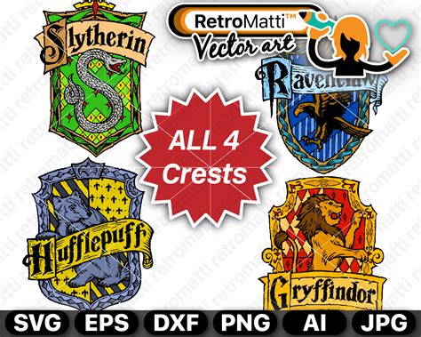 All Hogwarts Crests Svg Retromatti Made And Designed In Canada