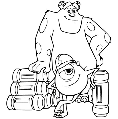 Sullivan Y Mike Con Energy Tank Coloring Pages Monsters Inc Coloring Pages Coloring Pages