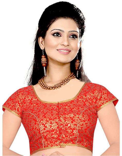 Hot Red Brocade Blouse Silk Saree Blouse Designs Patterns Fancy