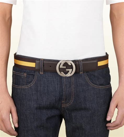 Lyst Gucci Belt With Interlocking G Buckle In Brown For Men