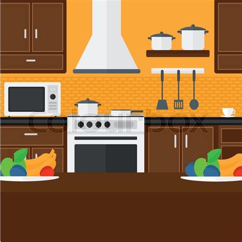Background Of Kitchen With Appliances Stock Vector Colourbox
