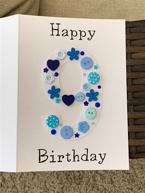 Happy 9th Birthday Card Personalised Birthday Card Card For Etsy