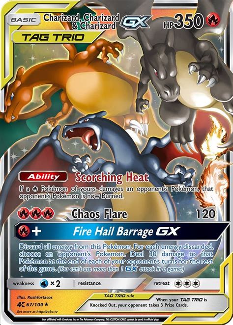 All tag team pokemon cards. Charizard, Charizard & Charizard GX Tag Team Custom Pokemon Card | Fake pokemon cards, Cool ...