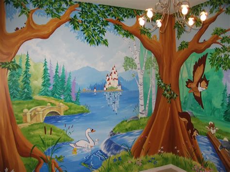 Enchanted Tree Mural Tree And Forest Themes Soo Amazing Kids Room