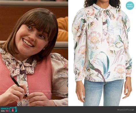 Wornontv Esmes Floral Tie Neck Blouse On The Sex Lives Of College