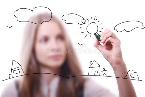 Young Woman Drawing With Pen Stock Photo Image Of Hand Marker 30817786