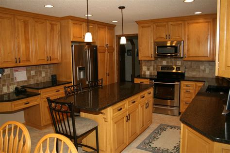 It is crucial to understand how to make oak kitchen cabinets paint the walls of the kitchen instead of cabinets. Furniture, L Shaped Light Wood Kitchen Cabinet With Black ...