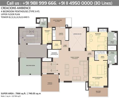 Floor Plan 34 Bhk Apartments Ambience Creacions