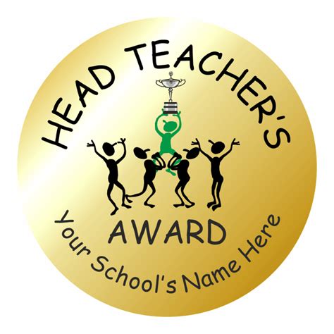 Metallic Gold Head Teacher Award Stickers