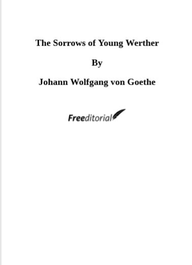 The Sorrows Of Young Werther By Johann Wolfgang Von Goethe Pdf Booksfree