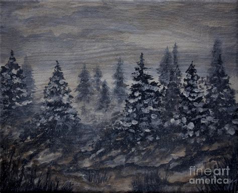 Snowy Pines Painting By Tim Musick Fine Art America