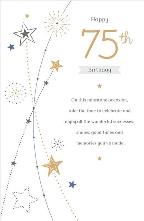 75th Today Classic Star Design Birthday Card Occasion Cards