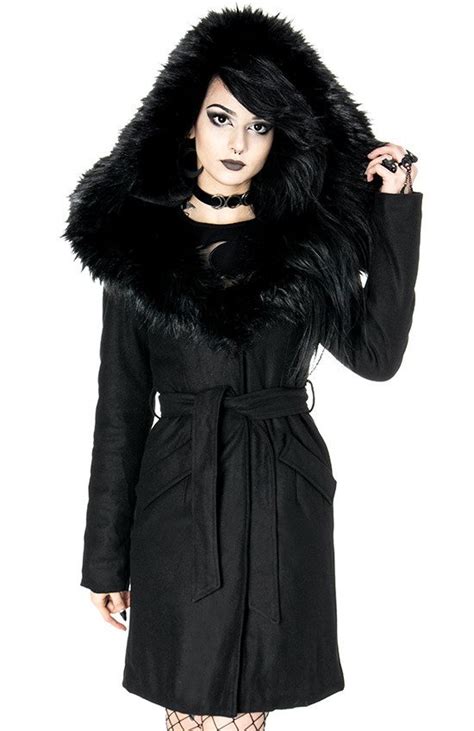 Arcanum Coat Black Gothic Winter Coat With Oversized Fur Hood Restyle