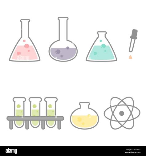 Cute Cartoon Set Of Chemical Vector Icons Stock Vector Image And Art Alamy