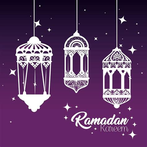 Ramadan Kareem Poster With Lanterns Hanging 2704448 Vector Art At Vecteezy