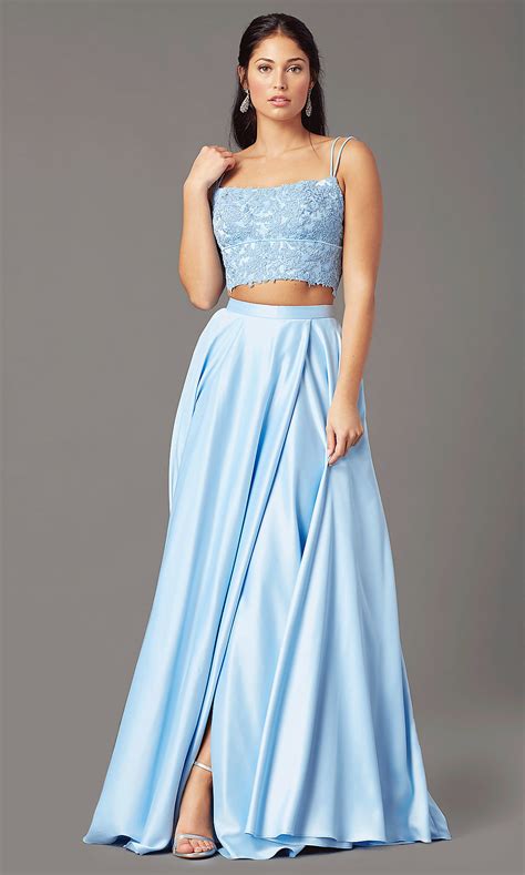 Pastel Two Piece Long Prom Dress Promgirl