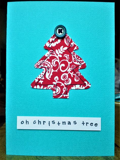 Handmade Sewn Christmas Tree Card Made With Liberty Fabric And A Button