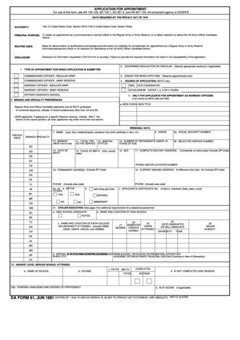 Form 61 A Fillable Printable Forms Free Online