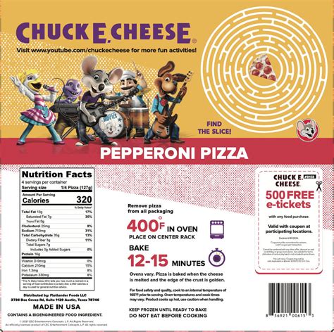 Chuck E Cheese Pepperoni Pizza Frozen Made With Tomato Basil