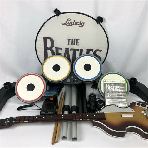 Xbox 360 Guitar Hero Beatles Rock Band Bundle Drum Guitar Game