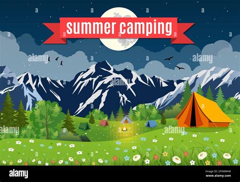vector flat illustration camping stock vector image and art alamy