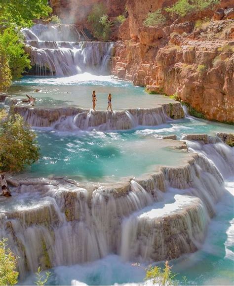 Havasupai Reservation Usa Arizona Waterfalls Beautiful