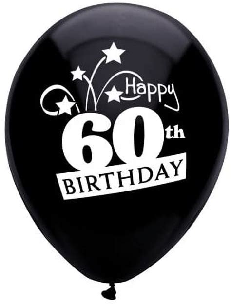 Partymate 12 Happy 60th Birthday Shooting Stars Latex Balloons