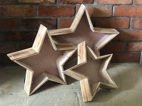 Set Of 3 Wooden Star Trays Etsy Uk Wooden Stars Wooden Decor