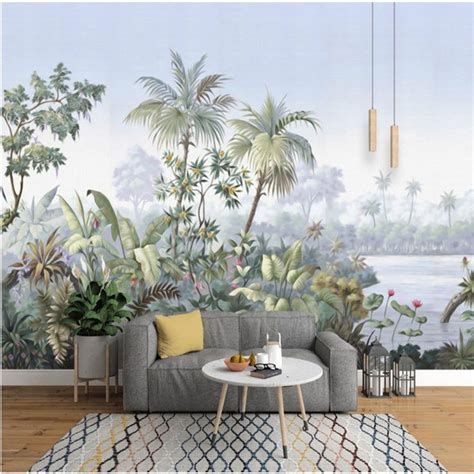 Retro Reminiscent Tropical Rainforest Wallpaper Wall Mural Jungle