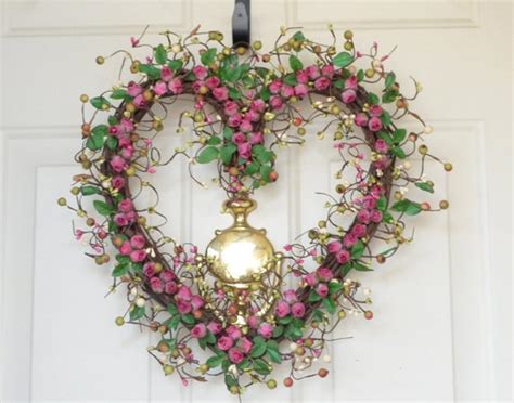 Pink Heart Shaped Wreath Pink Rosebuds Valentines Day Etsy