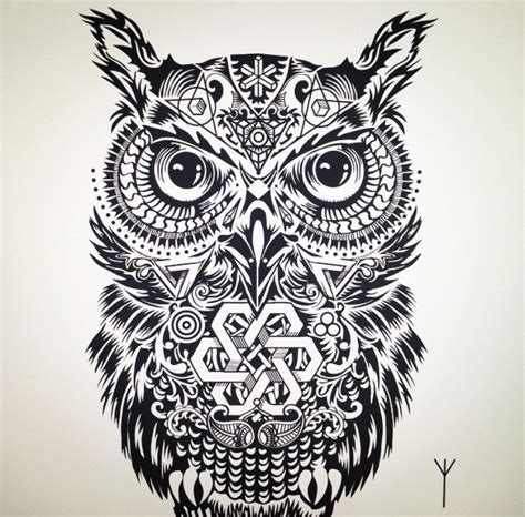 2d Black And White Owl Illustration Owl Illustration Black And White