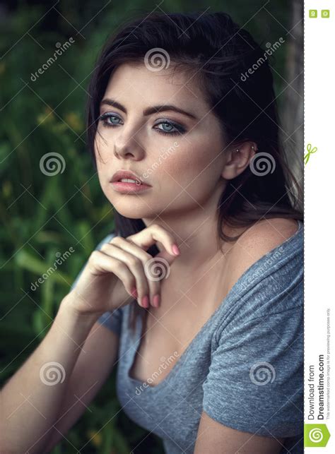 Closeup Portrait Of Beautiful Young Caucasian Woman With