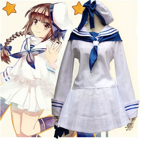 Anime Wadanohara White Sailor Uniform Cosplay Costume School Girls
