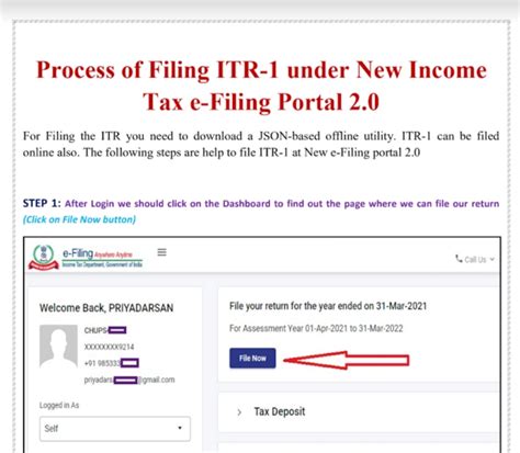 Process Of Filing ITR 1 Under New Income Tax E Filing Portal 2 0