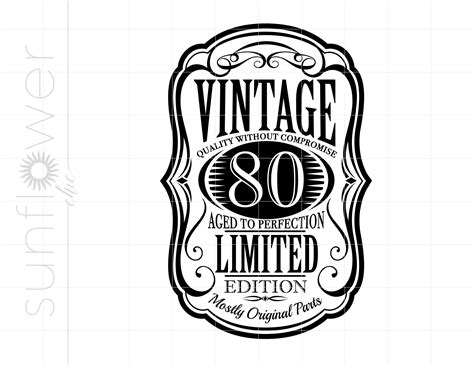 80th Birthday Svg Download Vintage 80 Mostly Original Parts Etsy