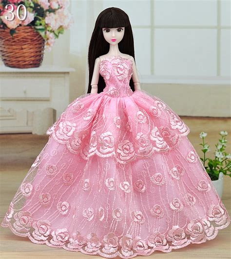 Pink Pretty Wedding Dress For Barbie Dolls Vestido Gown Long Evening Dress For 16 Bjd Doll