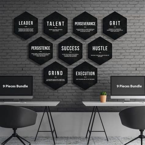 Hexagon Canvas Prints Bundle Office Decor Motivational Modern Etsy