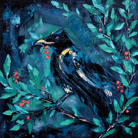 Young Raven Bird Artwork Original Oil Pintura Por Anna Startseva