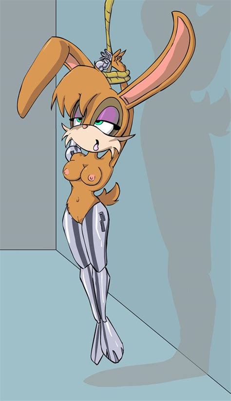 Rule 34 Anthro Arms Up Bondage Bound Breasts Bunnie Rabbot Color