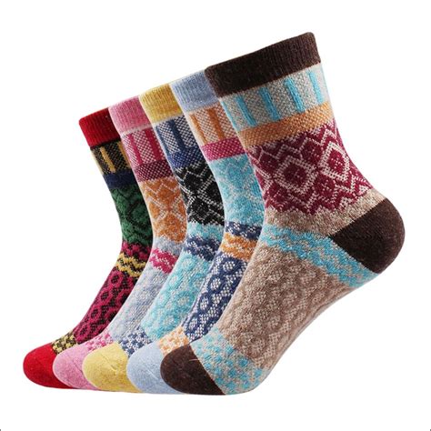 5 Pairslot Winter Thermal Cashmere Socks For Women