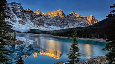 Cold Lake Moraine Wallpaper Nature Wallpaper