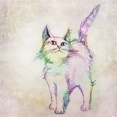 Kolorowy Kot Rysunek — Zdjęcie Stockowe © Piolka 68977557