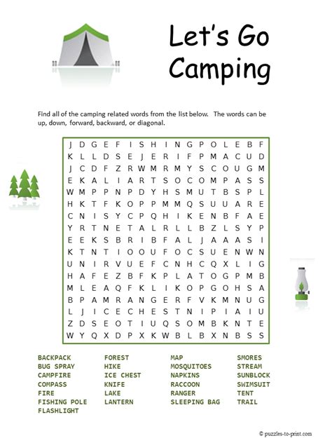 Free Printable Camping Word Search Camping Printables Camping