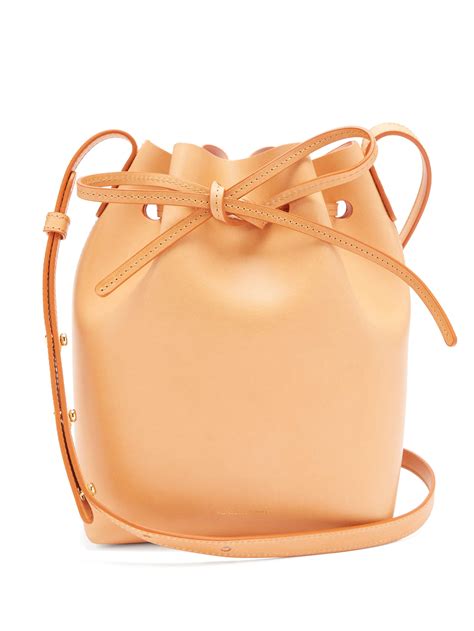 Pink Lined Mini Leather Bucket Bag Pink Mansur Gavriel Shoulder