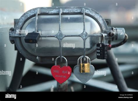 Love Locks At The Szechenyi Chain Bridge In Budapest Hungary Stock