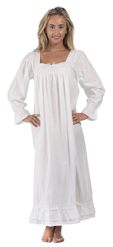 Womens Cotton Victorian Style Nightgownsleep Dresssleepwear White