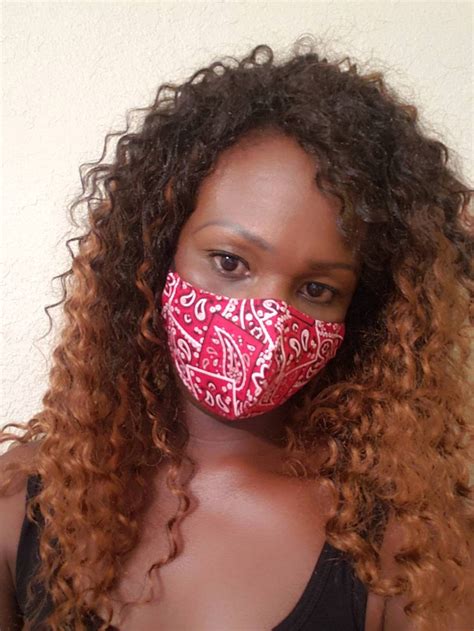 Bandana Red Paisley 100 Cotton Face Mask3 Layers Washable Etsy